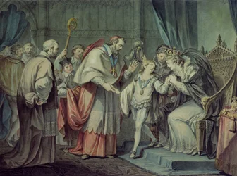 Riccardo, Duca di York, che saluta sua madre, Elisabetta Woodville, nel Santuario, Westminster